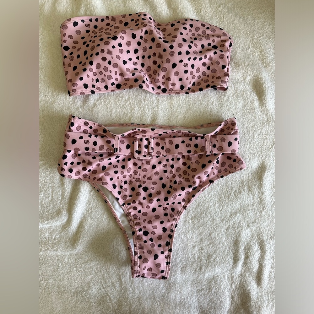 Like New | Bandeau Buckle High Waist Bikini Size M top & bottom set